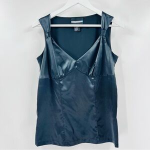 Requirements Satin Silky Soft Romantic Sexy Sleeveless Blouse Black Size Medium